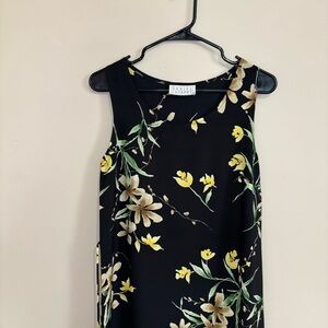 Black Sleeveless Midi Sundress for Weddings Floral Size‎ 10